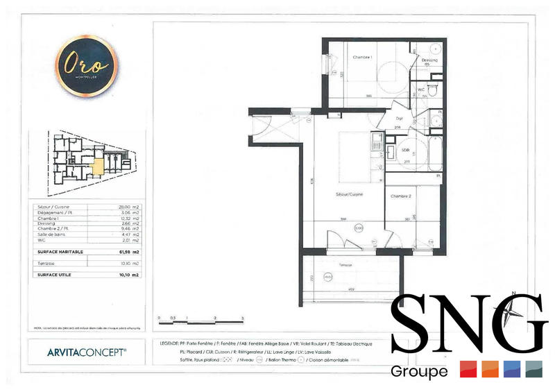 Appartement - 62 m² - 3 pièces