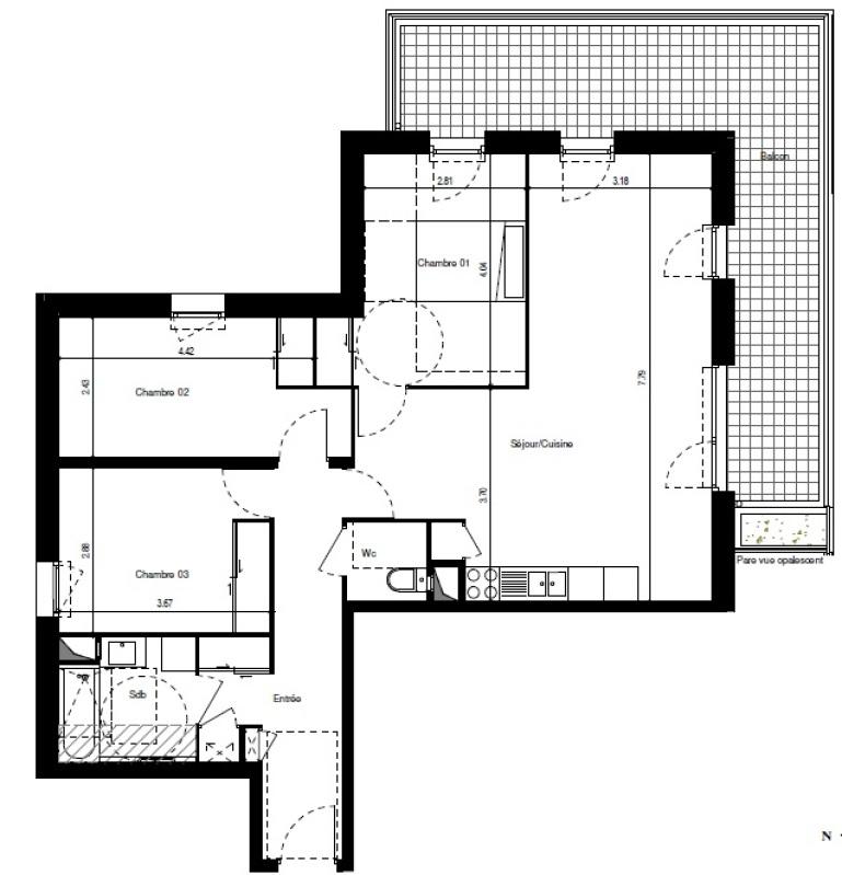 Appartement - 86 m² - 4 pièces