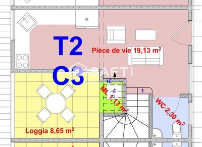 Appartement - 45 m² - 2 pièces