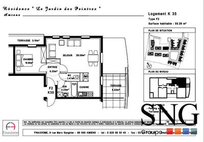 Appartement - 50 m² - 2 pièces