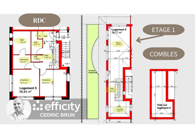Appartement - 95 m² - 3 pièces
