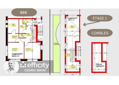 Appartement - 95 m² - 3 pièces