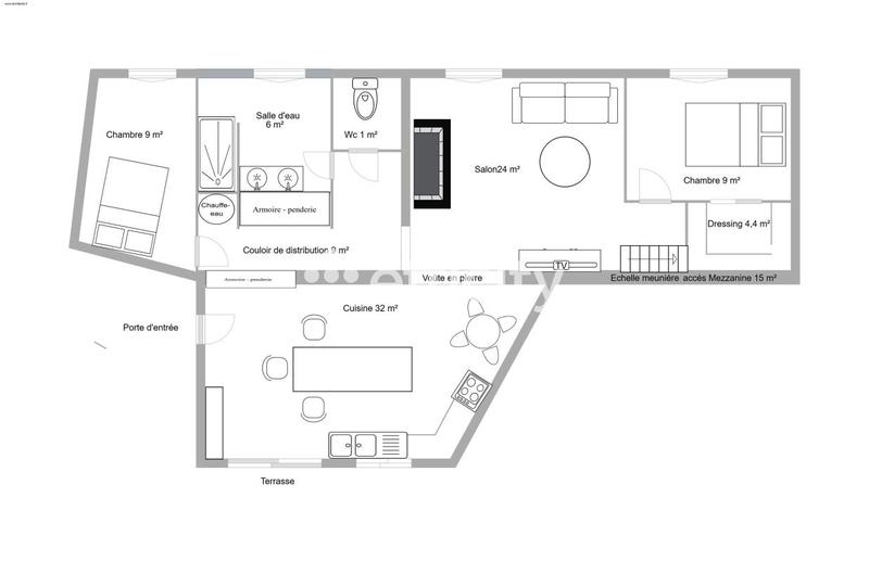 Maison - 96 m² - 3 pièces