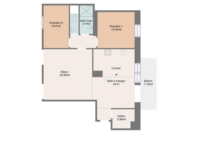 Appartement - 80 m² - 3 pièces