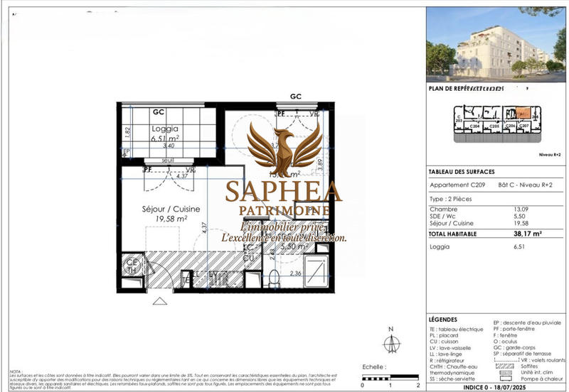 Appartement - 38 m² - 2 pièces