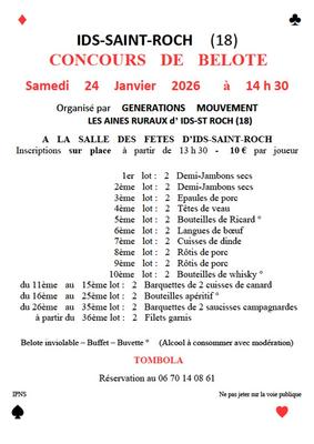 Concours de belote à Ids Saint Roch