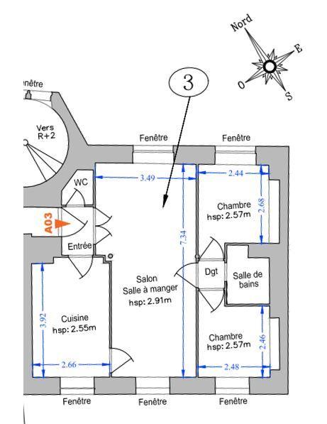 Appartement - 55 m² - 3 pièces