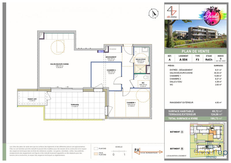 Appartement - 69 m² - 3 pièces