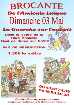 Brocante de l'amicale laique la guerche dans le cadre de la foire annuelle de la guerche