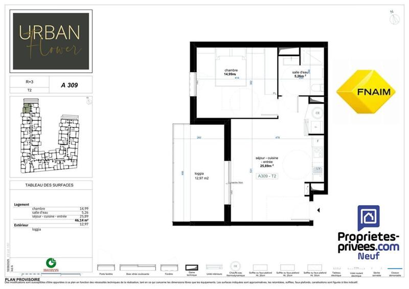 Appartement - 46 m² - 2 pièces