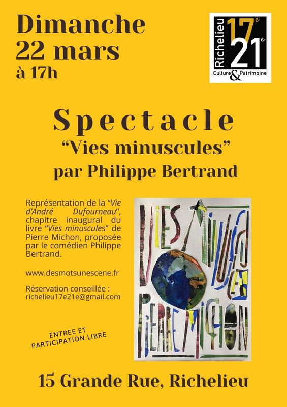 Spectacle : "Vies minuscules"par Philippe Bertrand