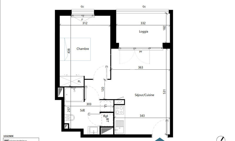Appartement - 40 m² - 2 pièces