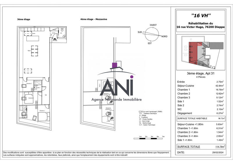Appartement - 101 m² - 4 pièces