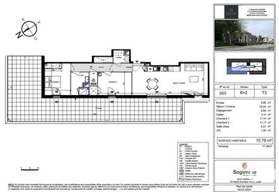 Appartement - 72 m² - 3 pièces