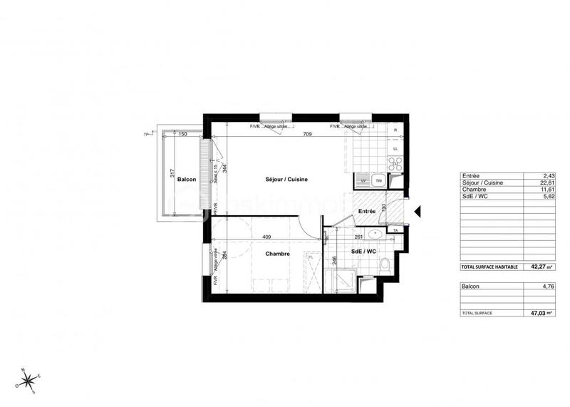 Appartement - 41 m² - 2 pièces