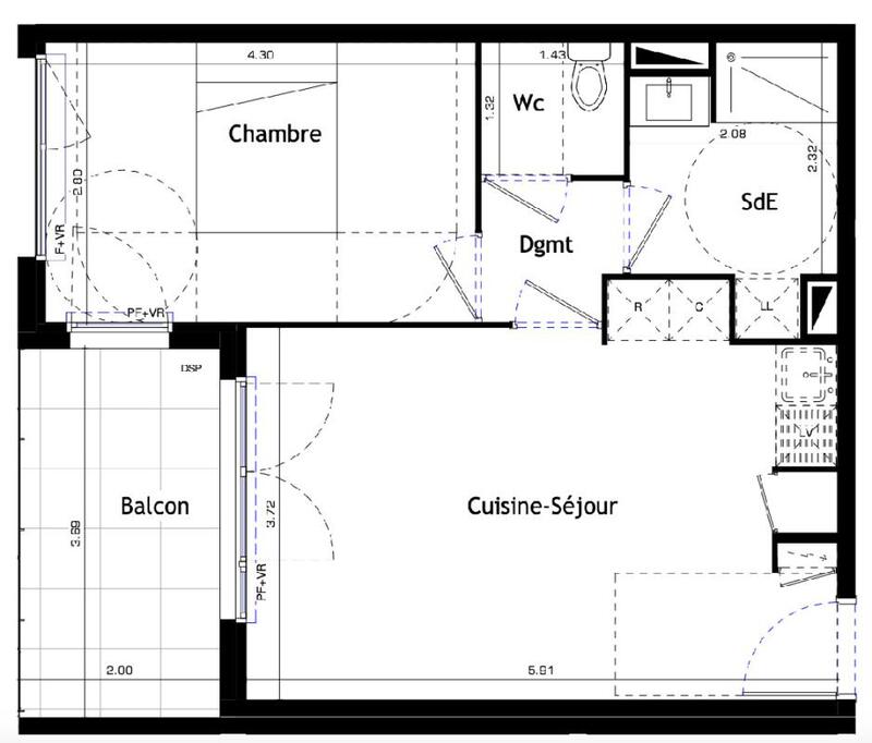 Appartement - 43 m² - 2 pièces