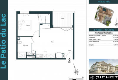 Studio - 42 m² - 2 pièces