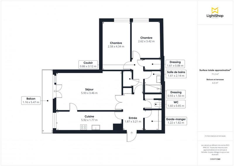 Appartement - 72 m² - 3 pièces