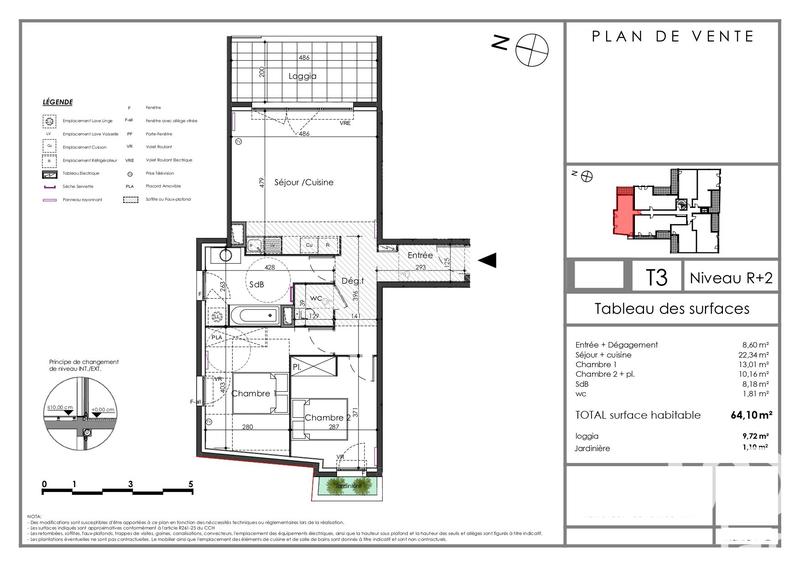 Appartement - 64 m² - 3 pièces
