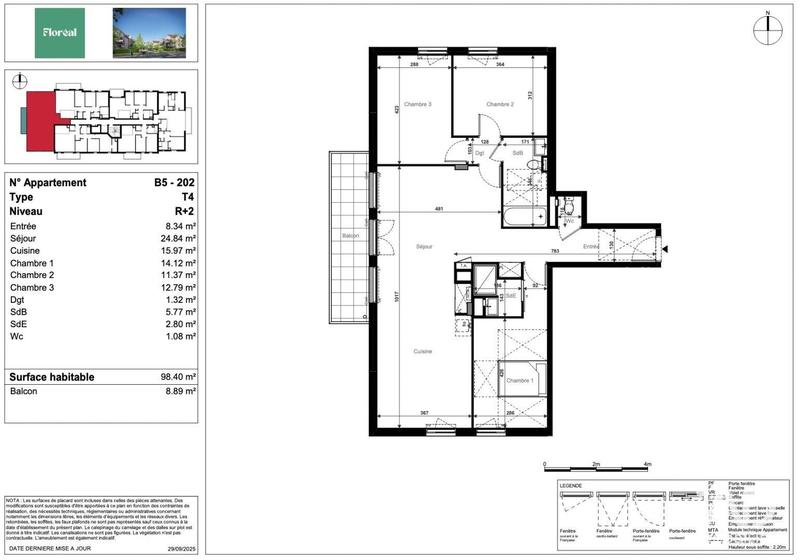 Appartement - 98 m² - 4 pièces