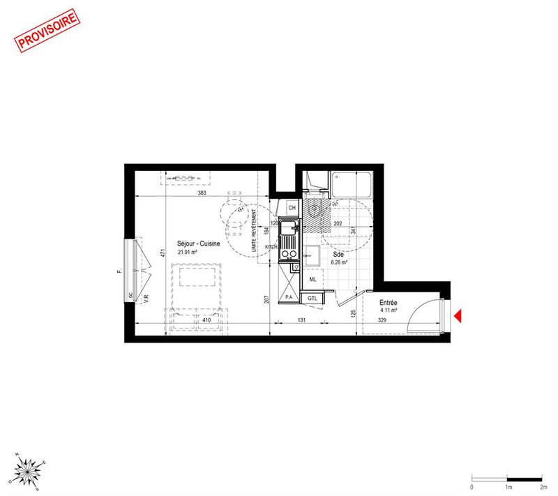 Appartement - 32 m² - 1 pièce