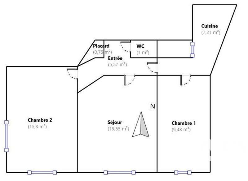 Appartement - 55 m² - 3 pièces