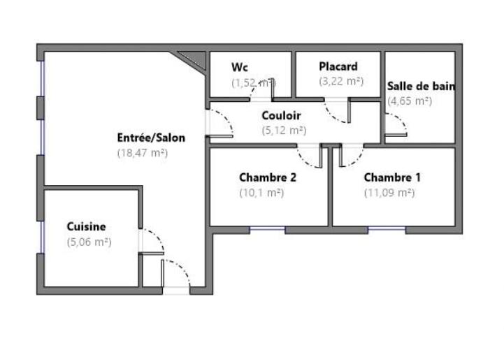 Appartement - 58 m² - 3 pièces
