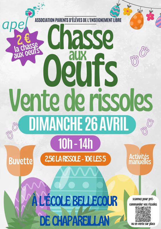 Chasse aux œufs et vente de rissoles