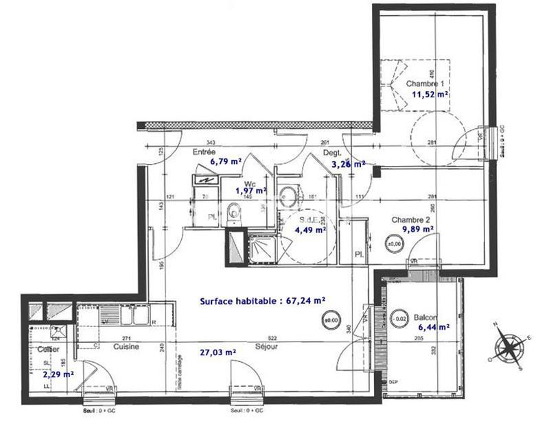 Appartement - 67 m² - 3 pièces