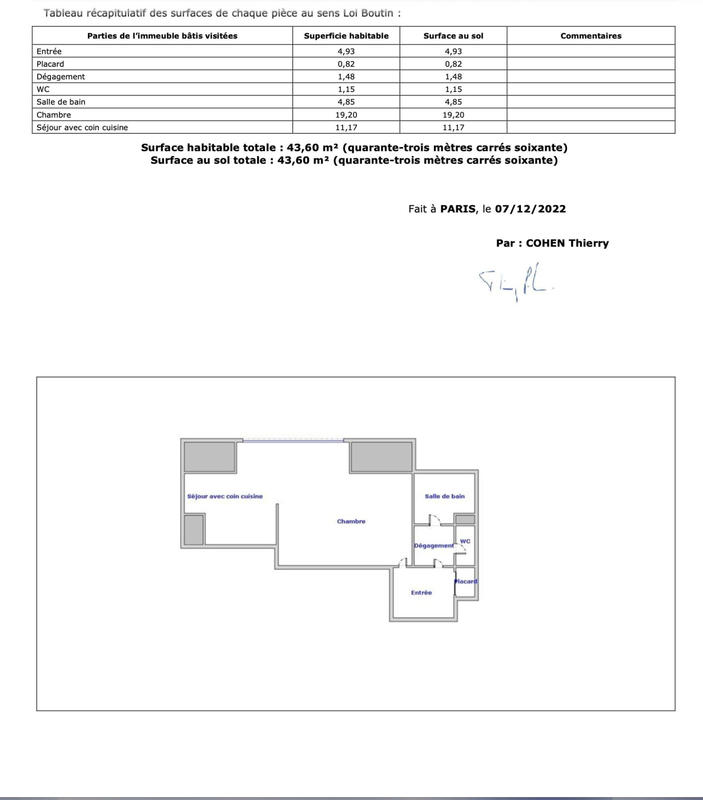 Appartement - 44 m² - 1 pièce