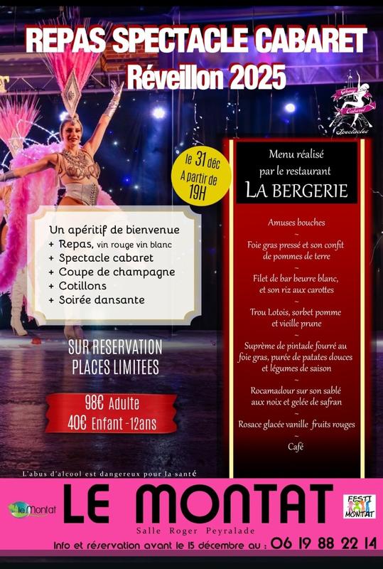 Repas spectacle cabaret du réveillon du Nouvel An