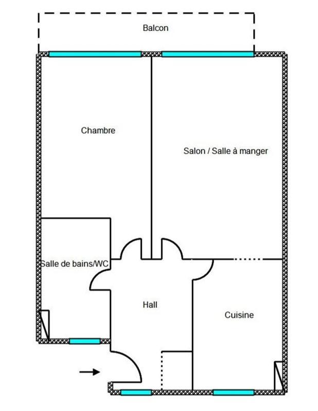 Appartement - 44 m² - 2 pièces