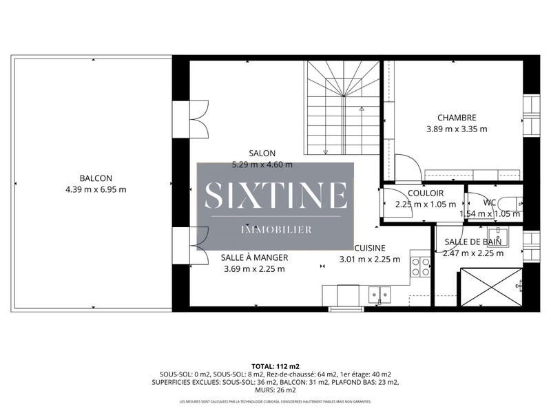 Appartement - 80 m² - 5 pièces