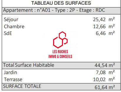 Appartement - 45 m² - 2 pièces