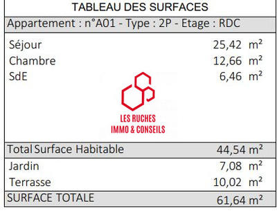 Appartement - 45 m² - 2 pièces