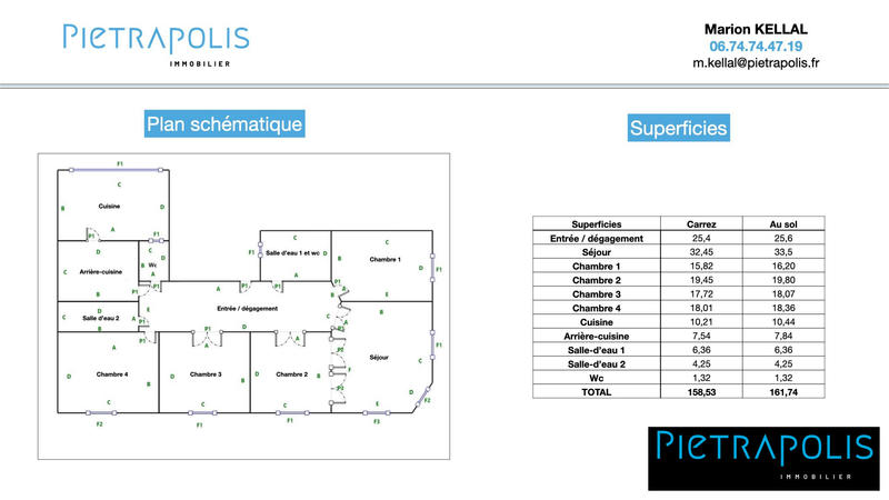 Appartement - 162 m² - 6 pièces