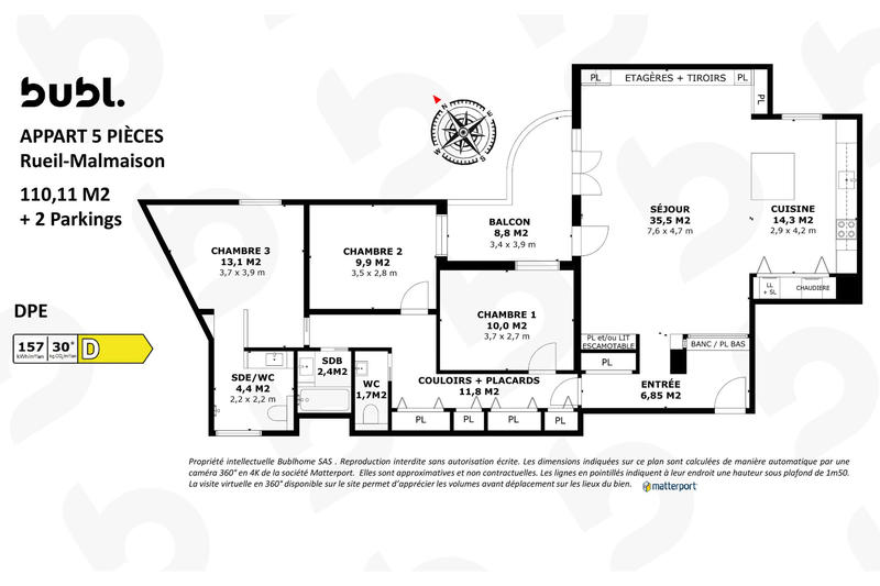 Appartement - 110 m² - 5 pièces