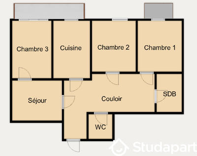 Chambre - 10 m² - 1 pièce