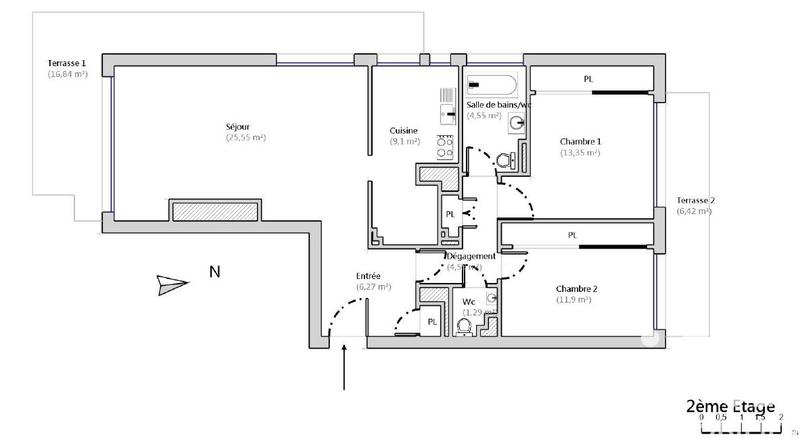 Appartement - 77 m² - 3 pièces