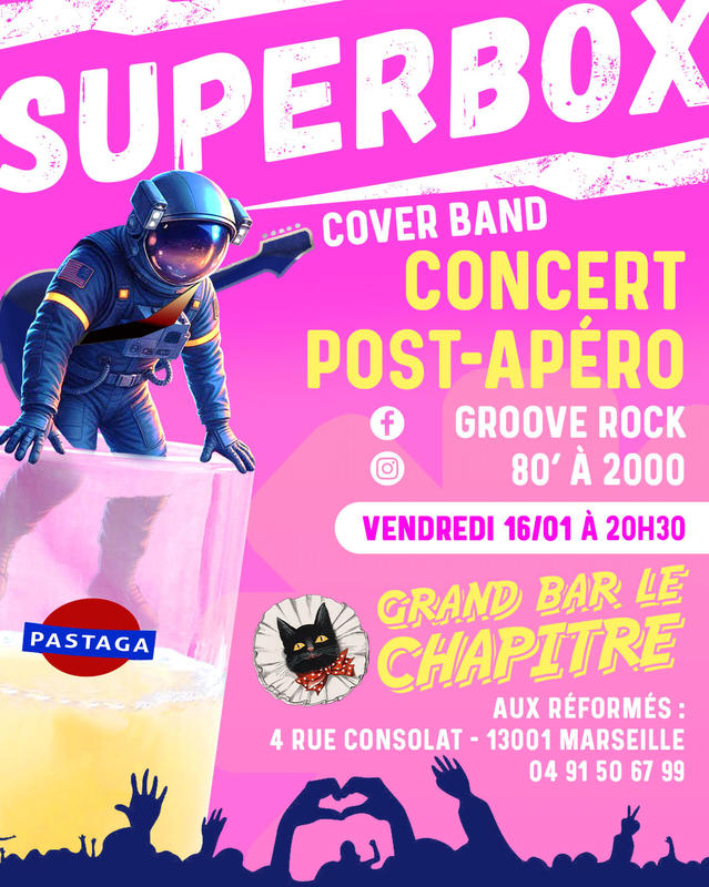 Superbox : groupe de reprises festives au Grand Bar le Chapitre
