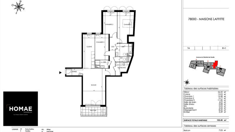 Appartement - 103 m² - 4 pièces