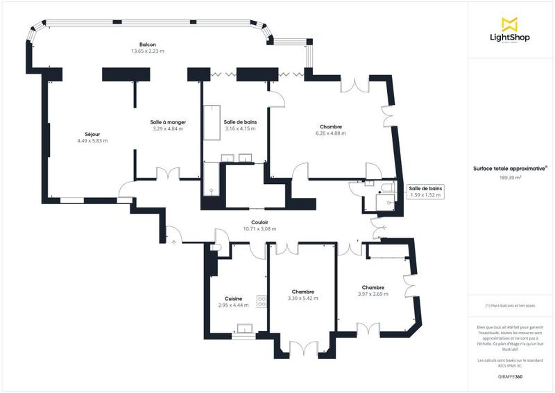 Appartement bourgeois - 193 m² - 4 pièces