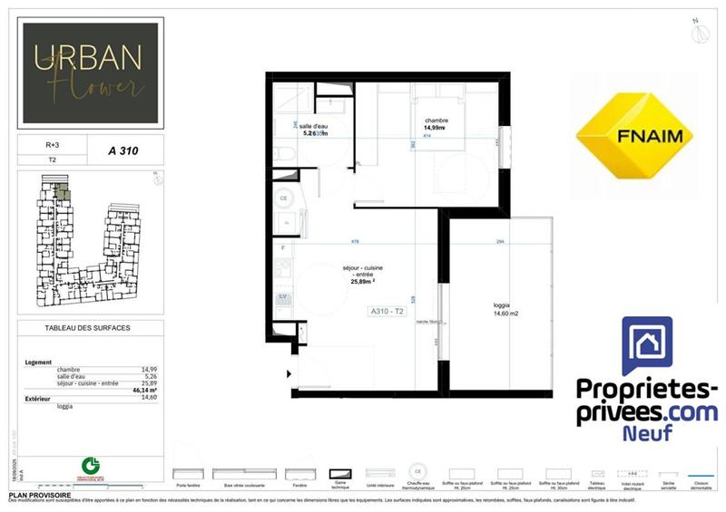 Appartement - 46 m² - 2 pièces