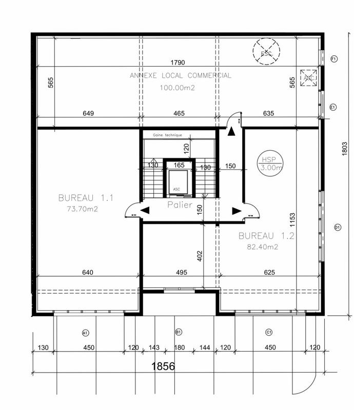 Bureau - 82 m² - 1 pièce