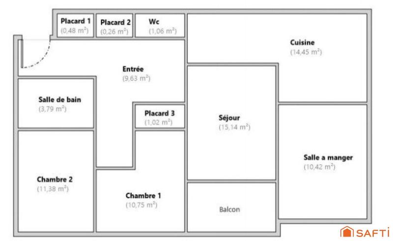 Appartement - 78 m² - 3 pièces