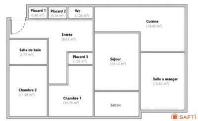 Appartement - 78 m² - 3 pièces