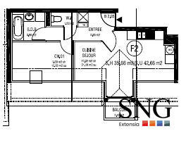 Appartement - 35 m² - 2 pièces