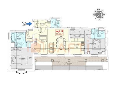 Appartement - 88 m² - 3 pièces