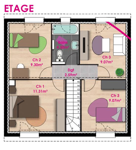 Maison - 85 m² - 5 pièces