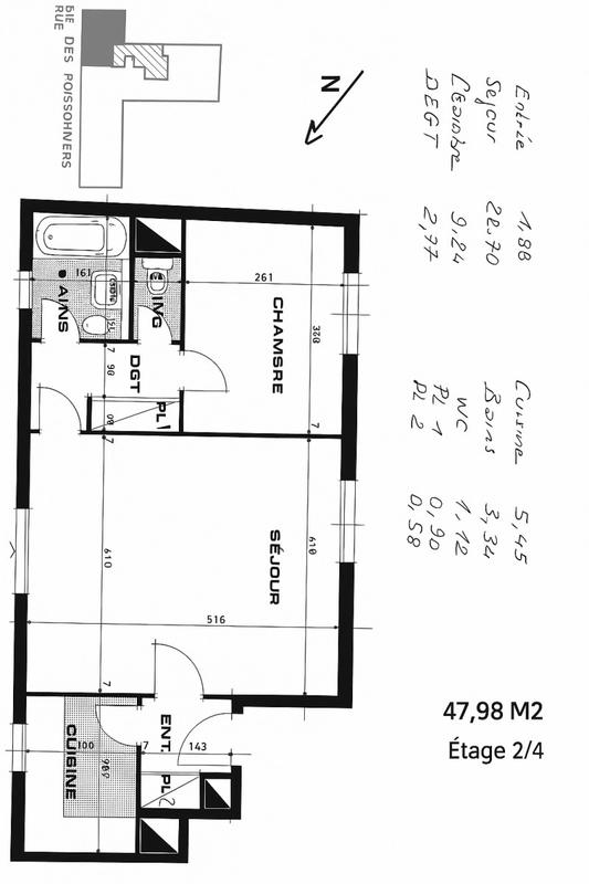 Appartement - 48 m² - 2 pièces